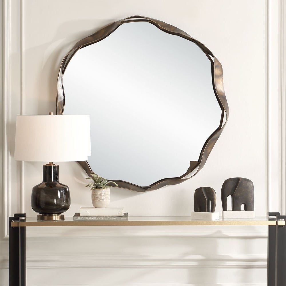 Uttermost Catch The Wave Iron Frame Bronzed Round Mirror - Image 1