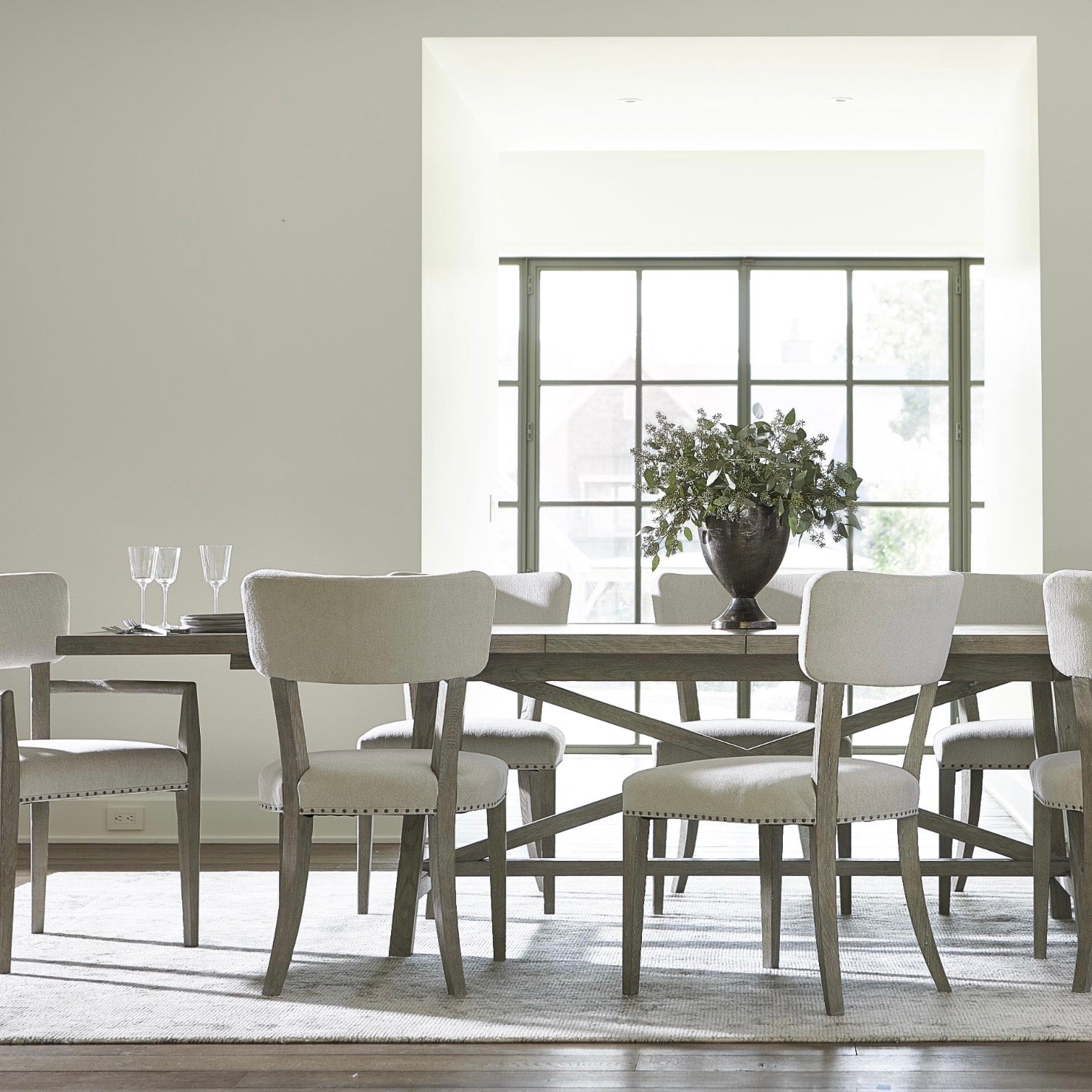 Bernhardt Albion Collection Rectangular Dining Table ~ Pewter Finish