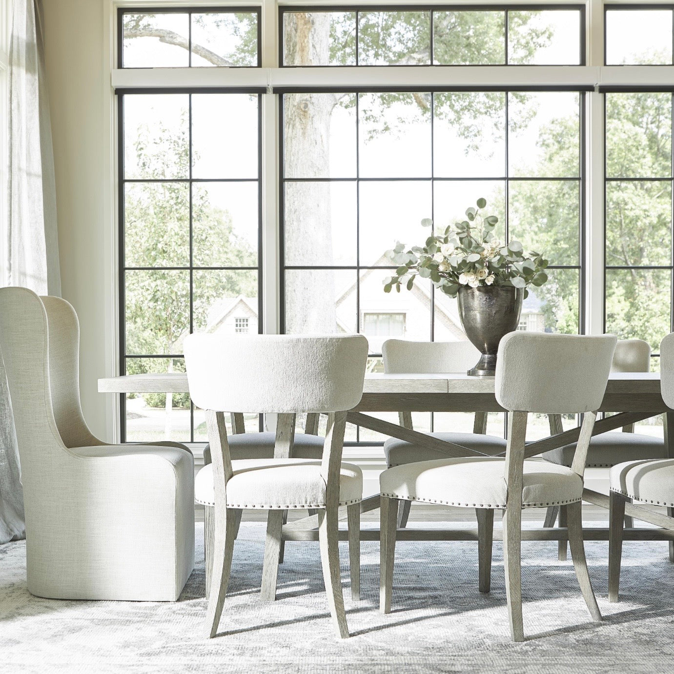 Bernhardt Albion Collection Rectangular Dining Table ~ Pewter Finish - Image 2