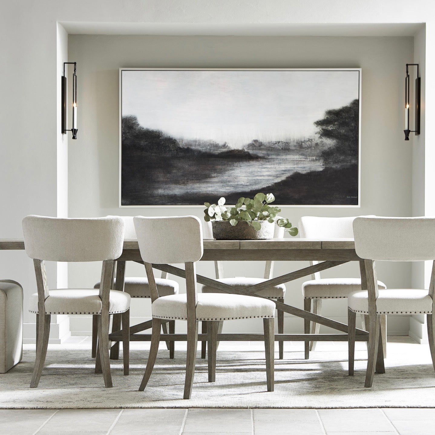 Bernhardt Albion Collection Rectangular Dining Table ~ Pewter Finish - Image 3