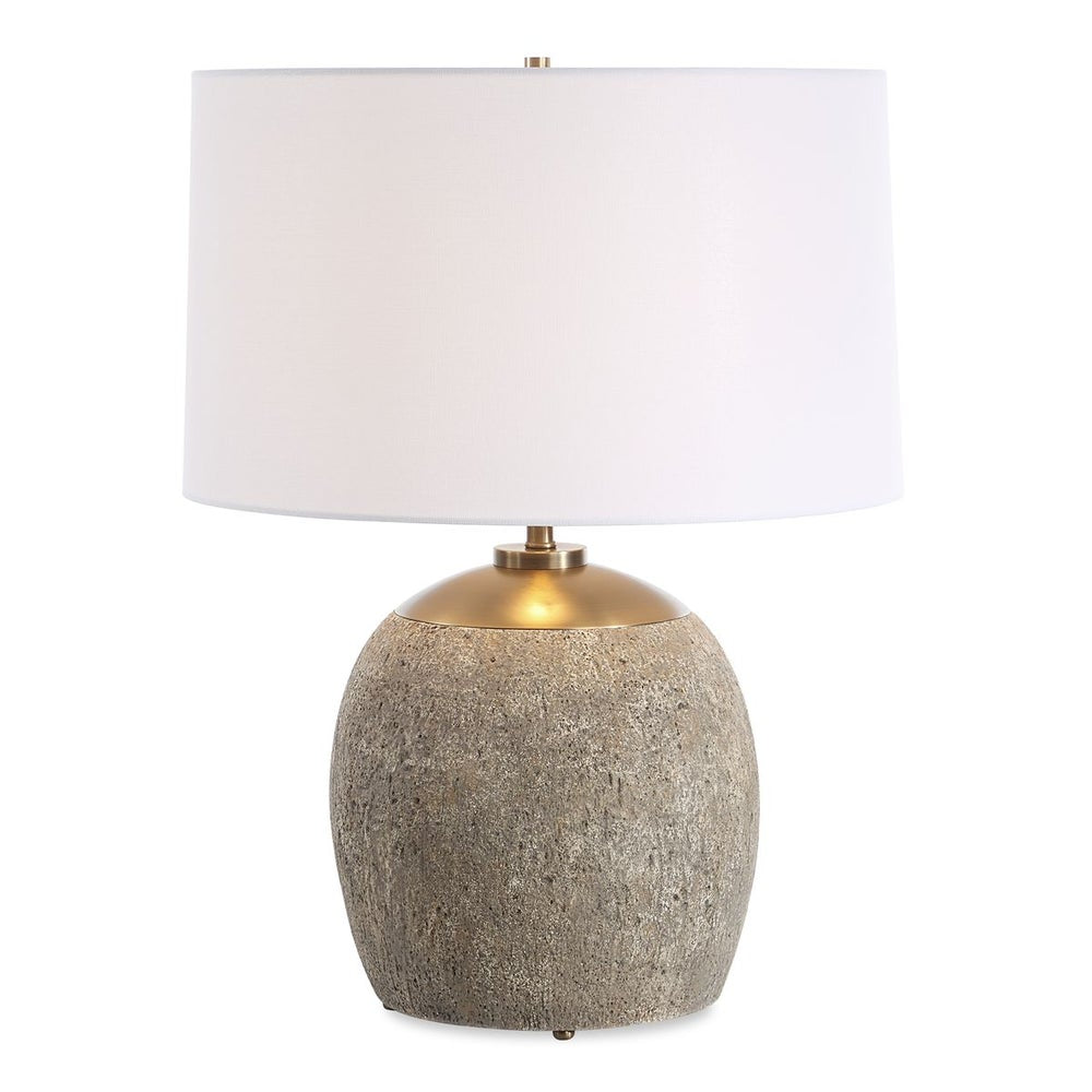 Uttermost Raylan Textured Concrete Table Lamp With White Linen Shade - Image 3