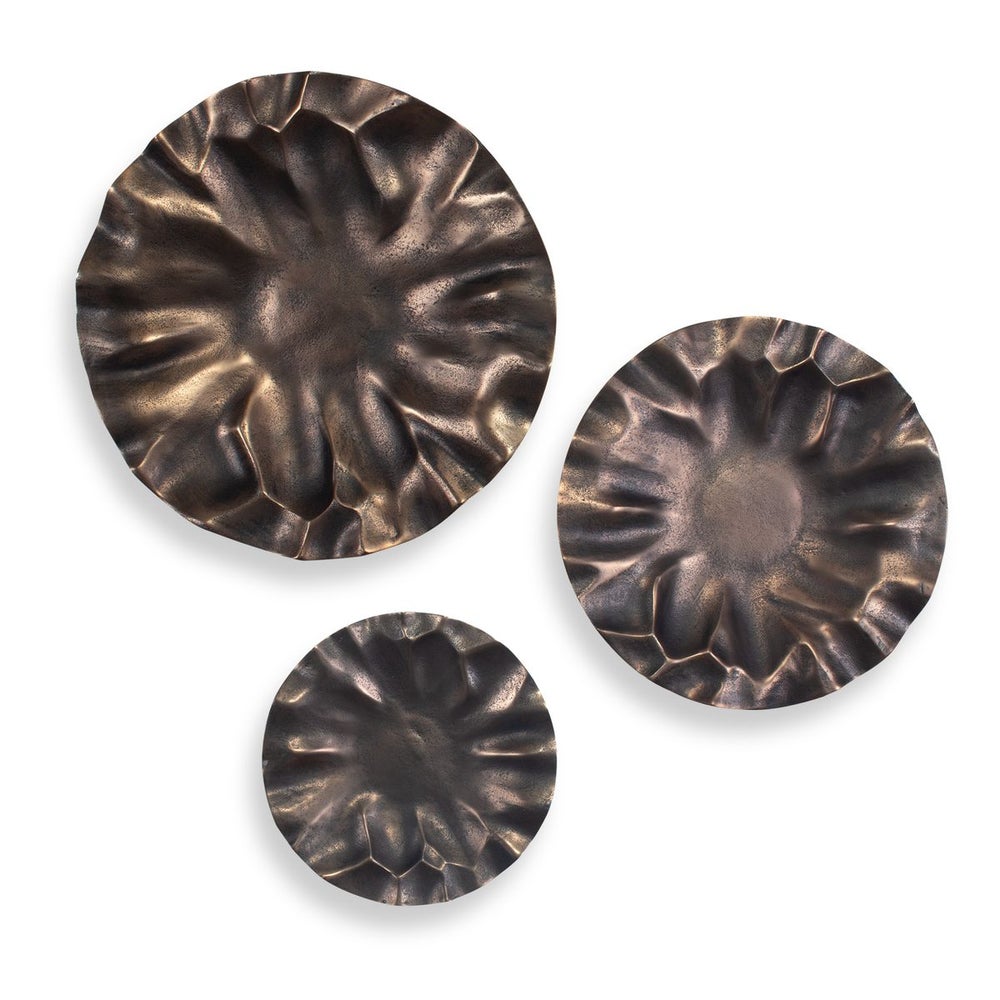 Uttermost Peonia Golden Dark Bronze Indoor And Outdoor Wall Decor ~ Set Of 3 - Image 1