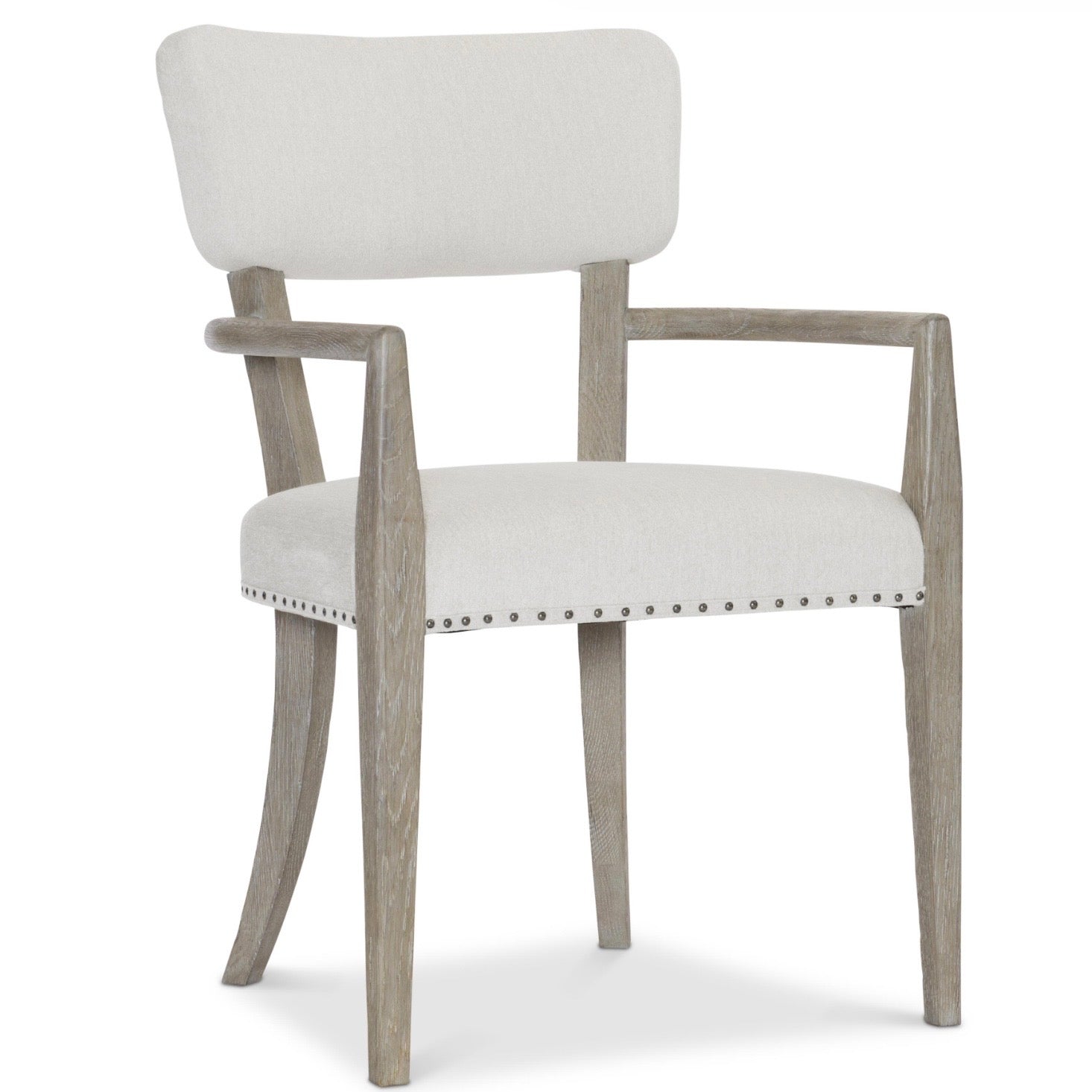 Bernhardt Albion Collection Upholstered Dining Armchair ~ Pewter Finish - Image 2