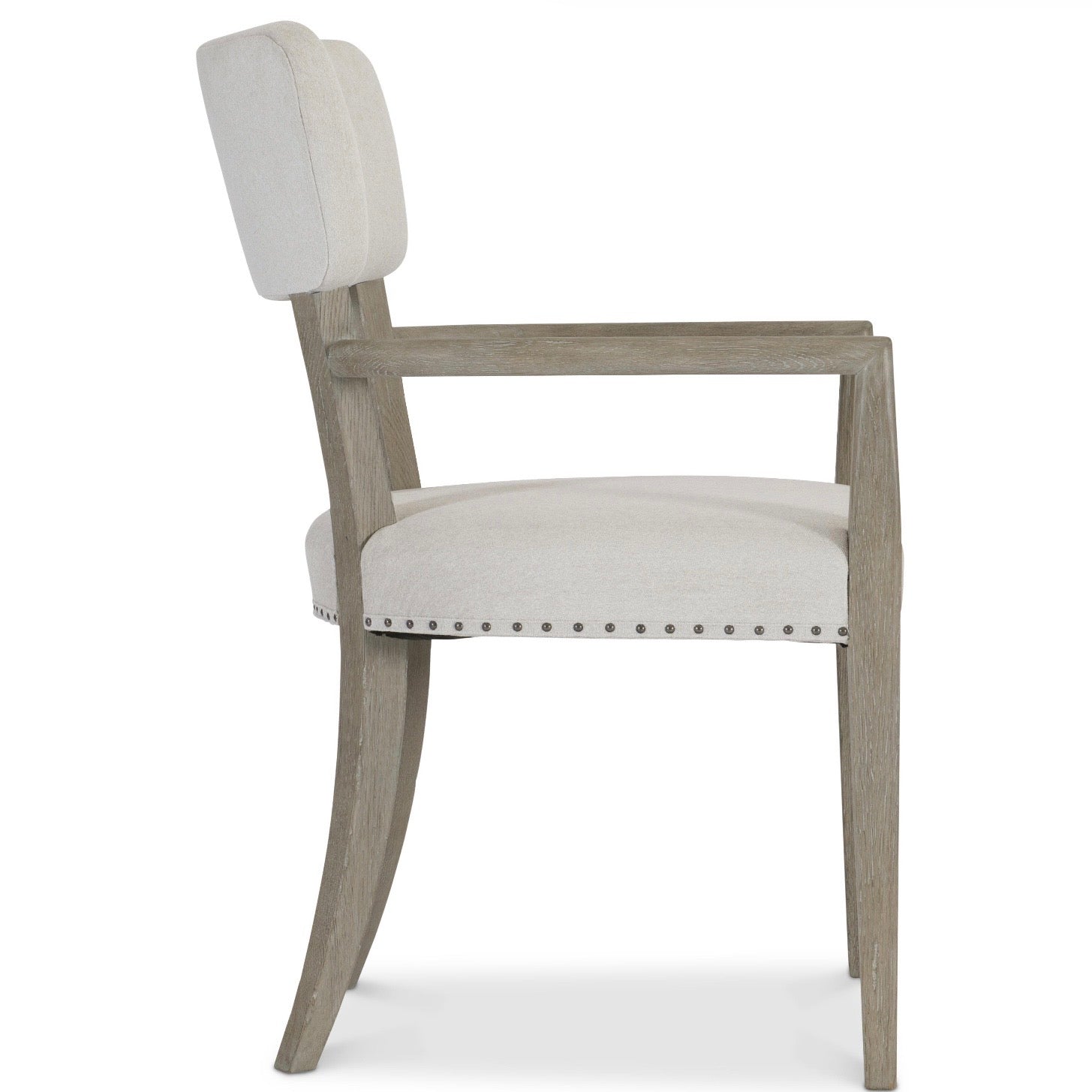 Bernhardt Albion Collection Upholstered Dining Armchair ~ Pewter Finish - Image 3