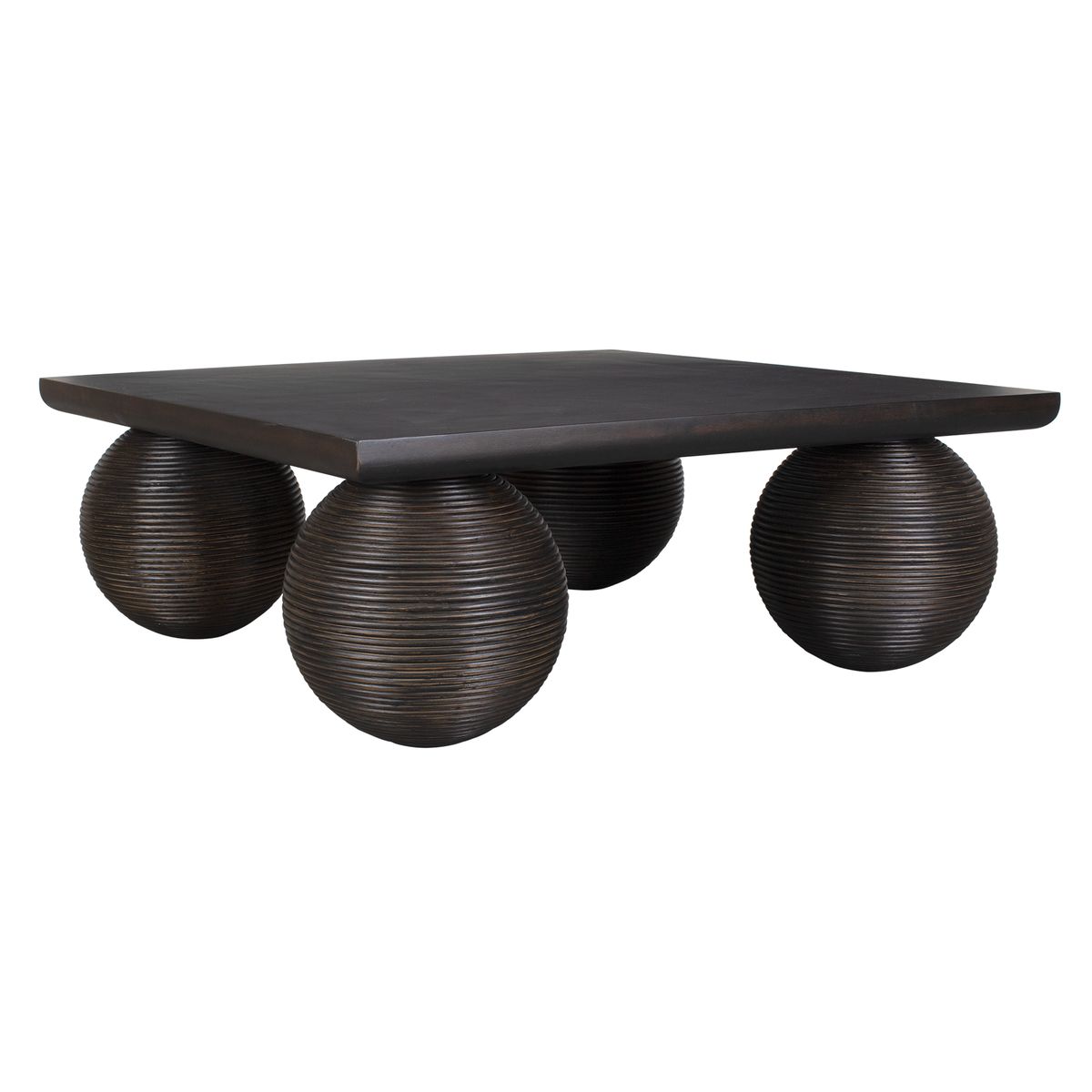 Uttermost Kasson Distressed Black Mango Wood and Rattan Coffee Table - Image 3