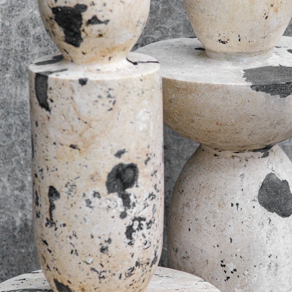 Uttermost Nouveau Handcrafted White Limestone With Black Set of 2 Sculptures - Image 3