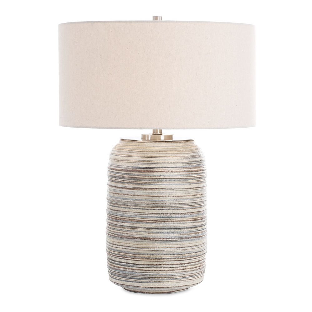Uttermost Prospect Brown, Taupe, And Cream Table Lamp With Light Beige Linen Shade ~ Large - Image 3