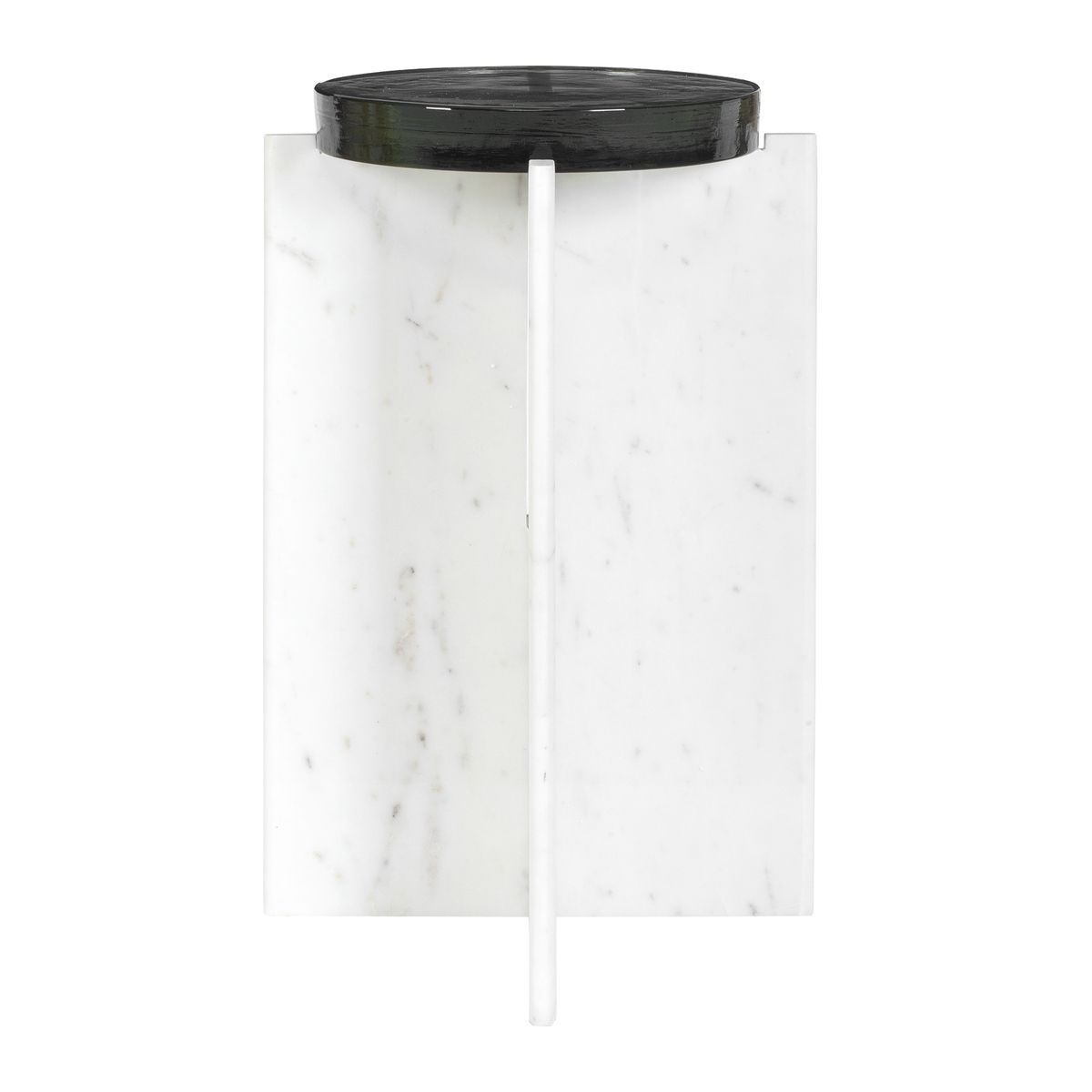 Uttermost Olina White Marble Base With Thick Cast Glass Accent Table ~ Indoor and Outdoor Use - Image 3