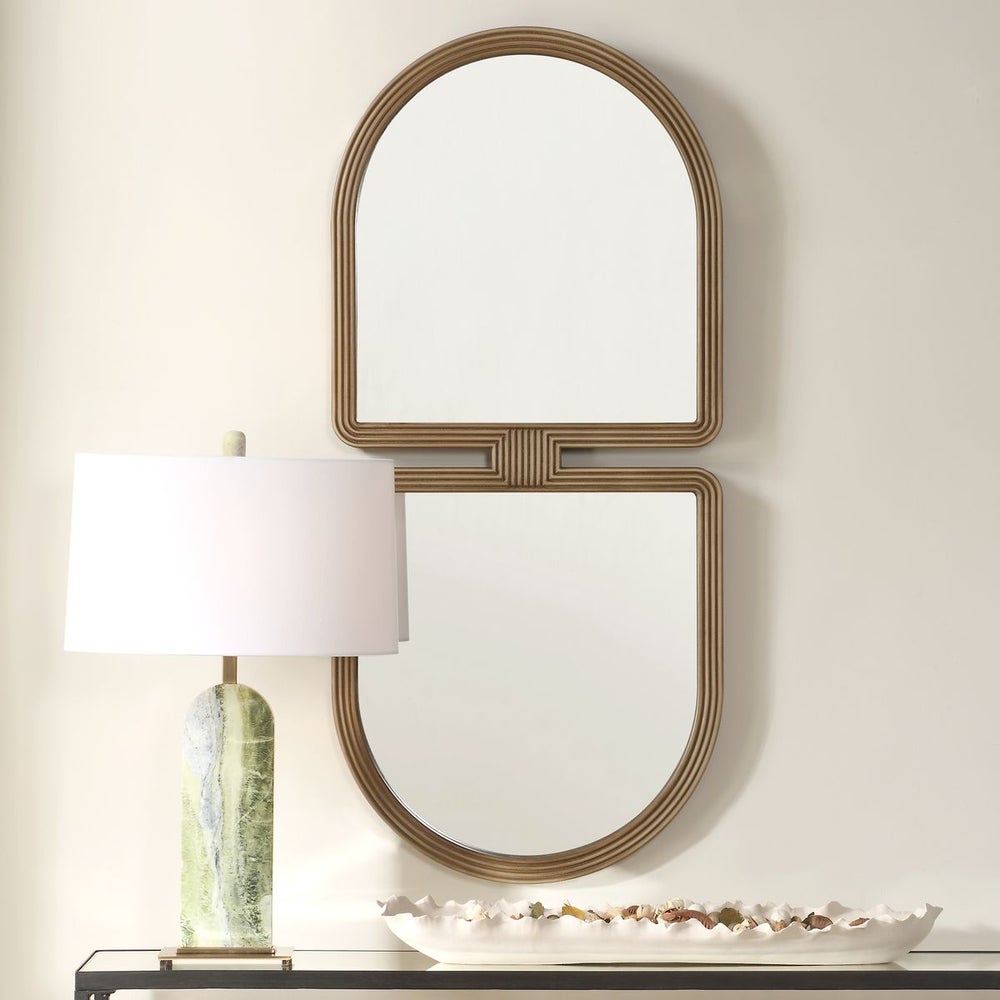 Uttermost Jacques Modern Art Deco Antiqued Gold Framed Mirror - Image 1