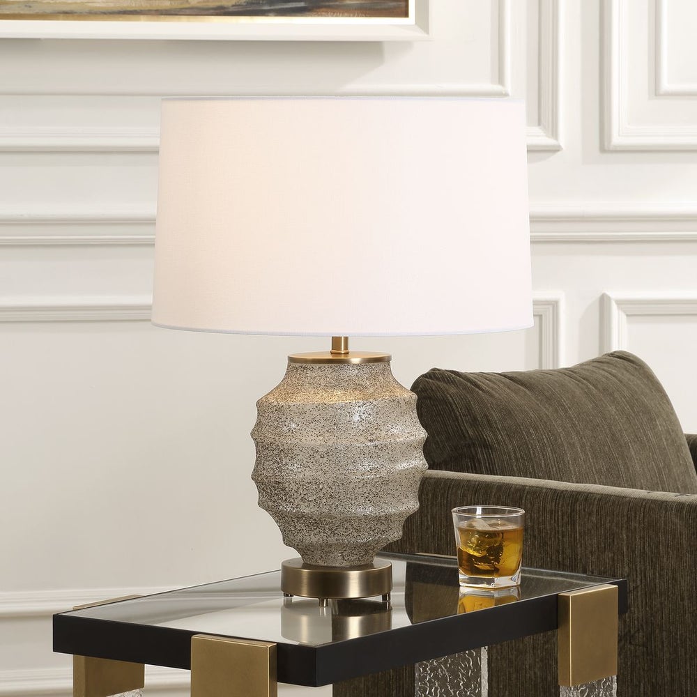 Uttermost Acosta Textured Glass Table Lamp With White Linen Shade - Image 2