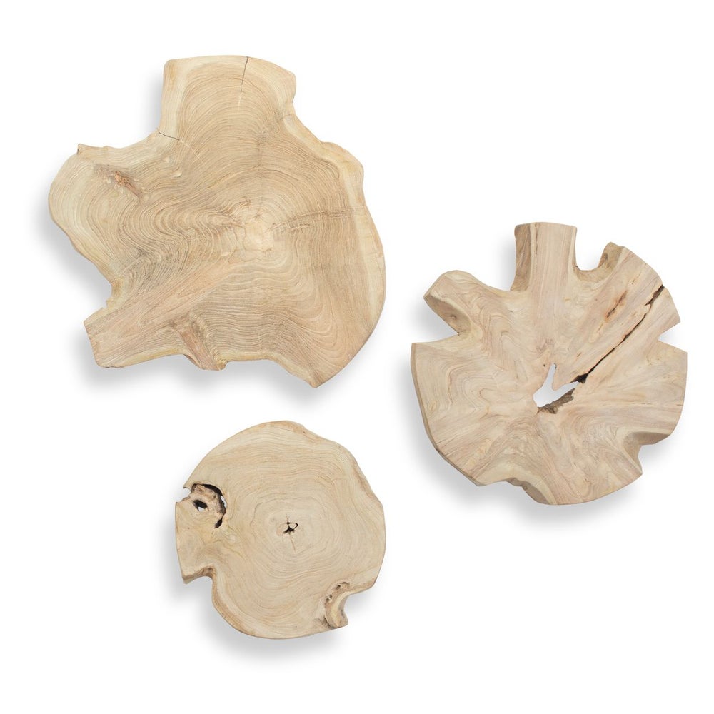 Uttermost Kalani Light Bleached Teak Wood Indoor And Outdoor Wall Decor ~ Set Of 3 - Image 1