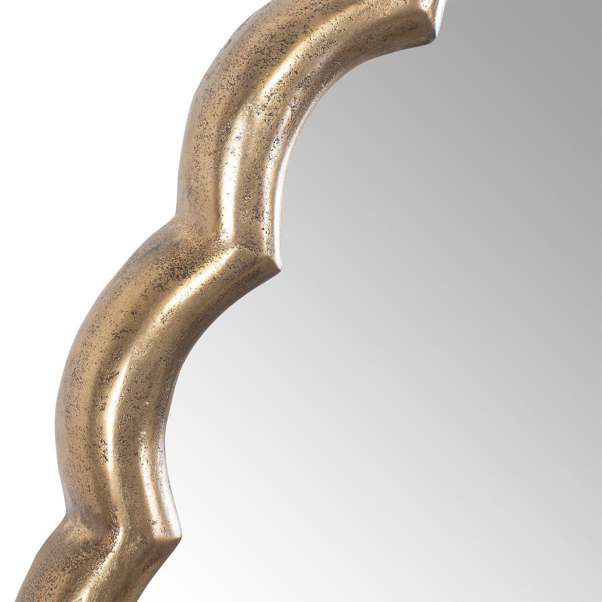 Uttermost Cerrito Antiqued Brass Curved Scalloped Round Mirror - Image 3