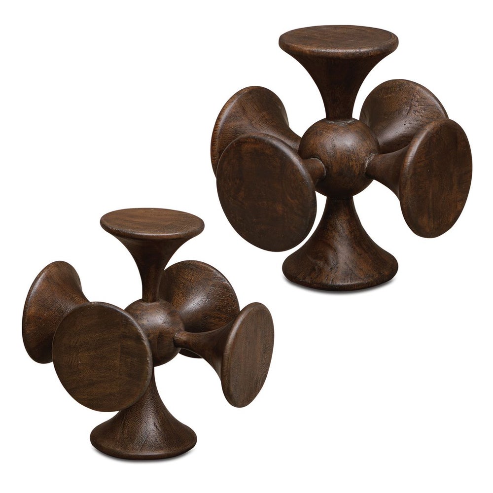 Uttermost Balanced Harmony Sculptures Dark Walnut Suar Wood Set Of Two - Image 1