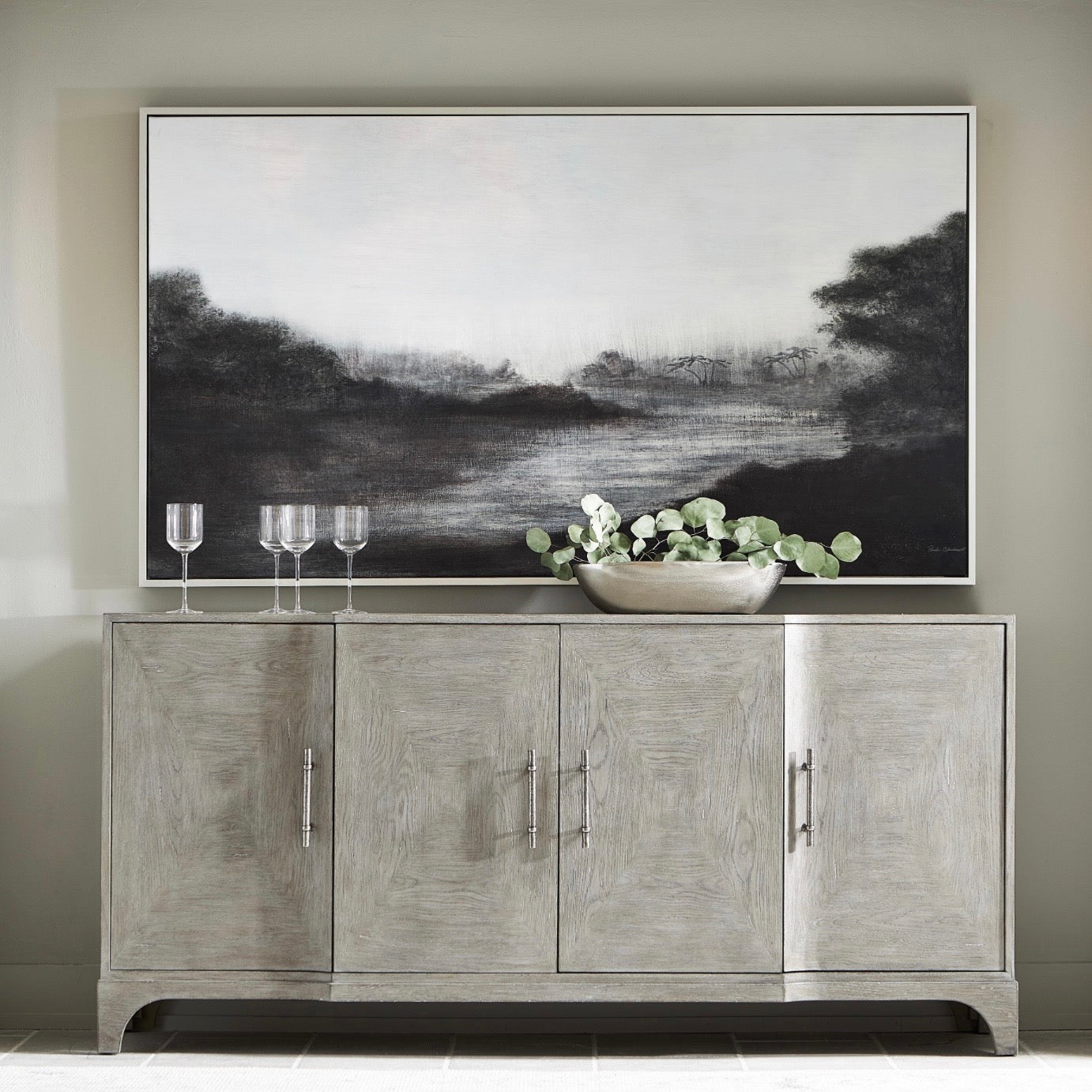 Bernhardt Albion Collection Four Door Buffet ~ Pewter Finish