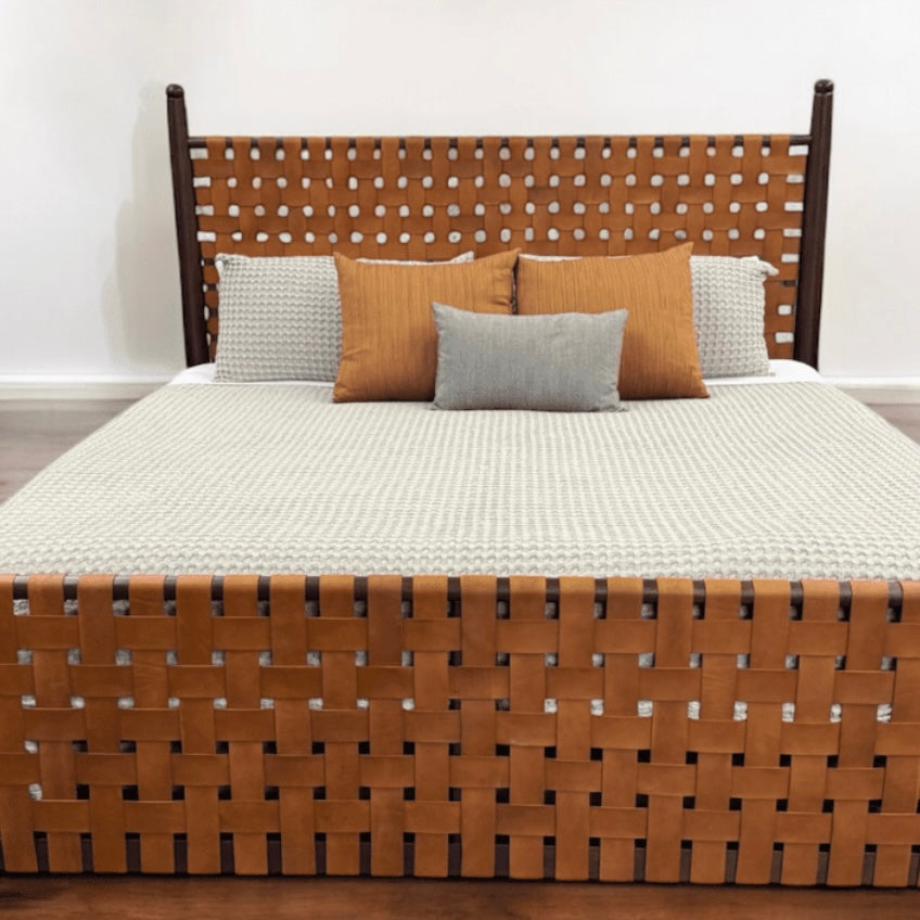 Casa Bonita Modern Rustic Ariel Leather Bed - Image 1