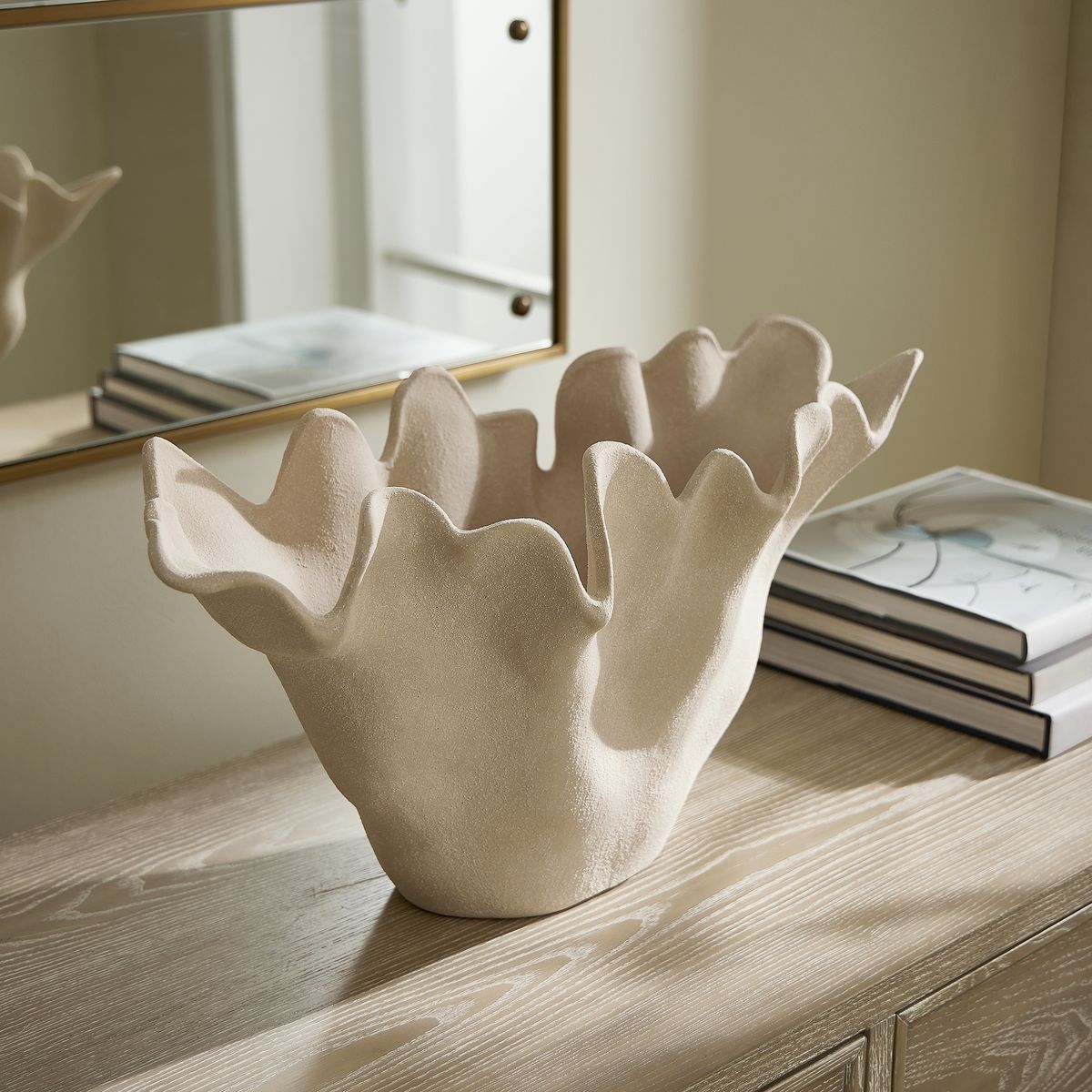 Uttermost Sand Dune Textured Ceramic Bowl ~ Indoor And Outdoor Use - Image 2