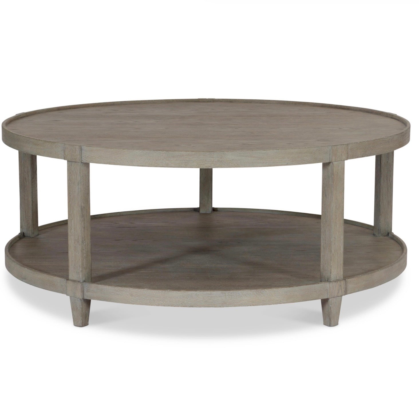 Bernhardt Albion Collection Round Two Shelf Cocktail Table ~ Pewter Finish - Image 2