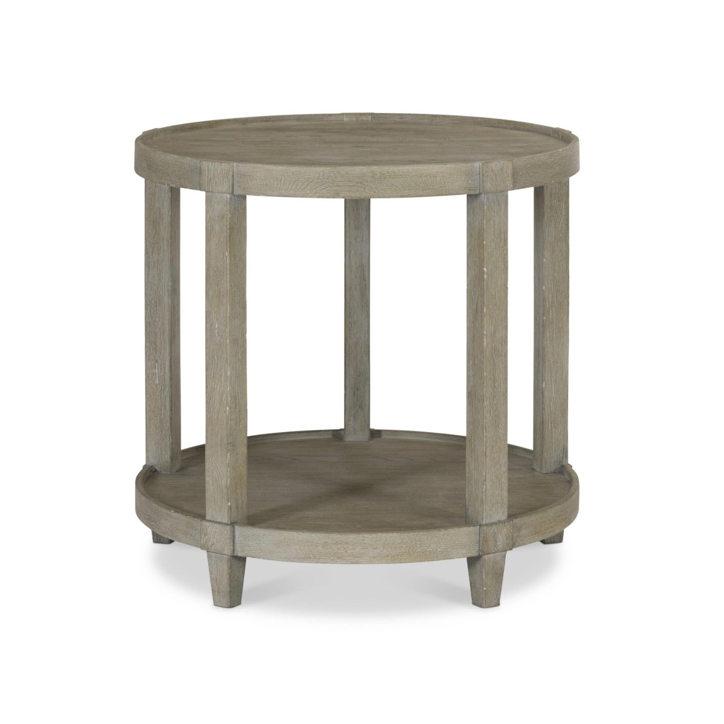 Bernhardt Albion Collection Round Two Shelf Side Table ~ Pewter Finish - Image 2
