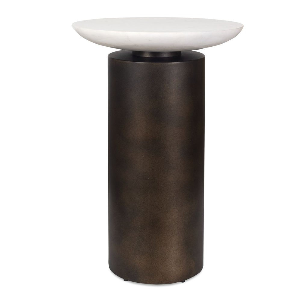 Uttermost Oslo White Marble Top With Bronze Base Accent Table ~ Indoor And Outdoor Use - Image 1