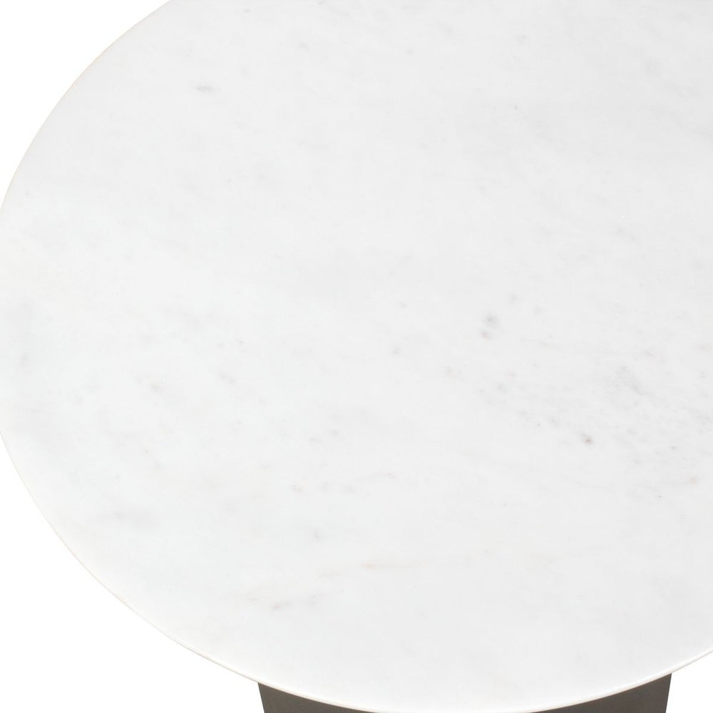 Uttermost Oslo White Marble Top With Bronze Base Accent Table ~ Indoor And Outdoor Use - Image 2