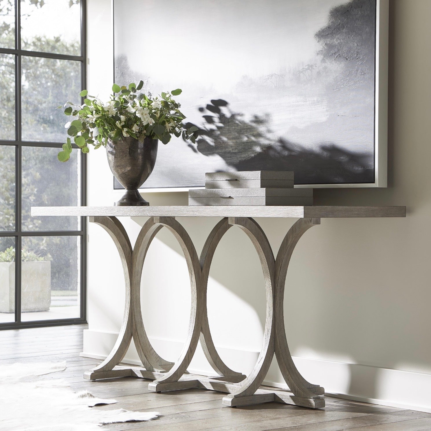Bernhardt Albion Collection Console Table ~ Pewter Finish