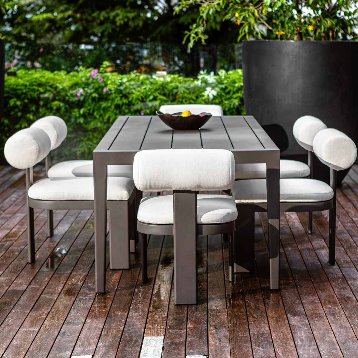 Uttermost Bolster Back Oyster White Upholstered Outdoor Dining Chair - Image 2
