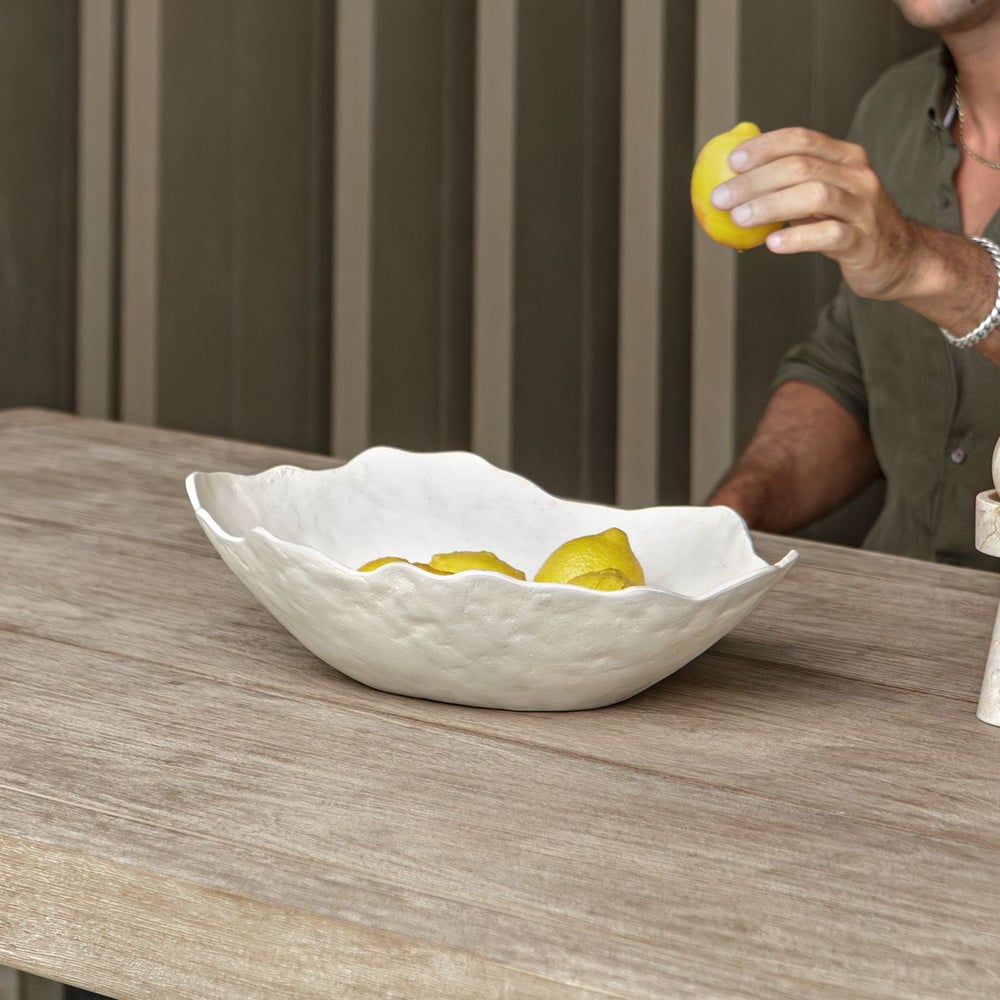 Uttermost Obscura Warm White Wavy Edge Decorative Bowl ~ Indoor And Outdoor Use - Image 3