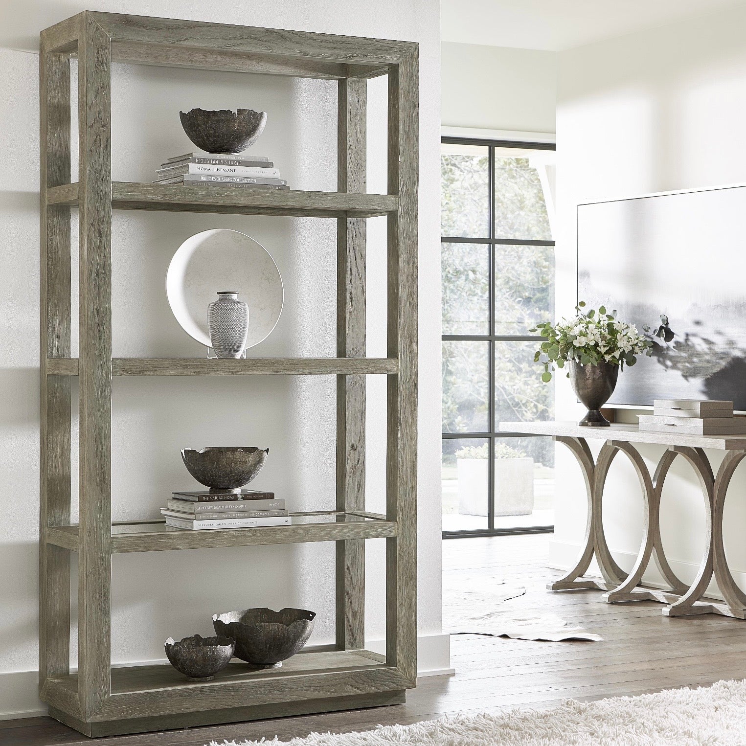 Bernhardt Albion Collection Etagere ~ Pewter Finish