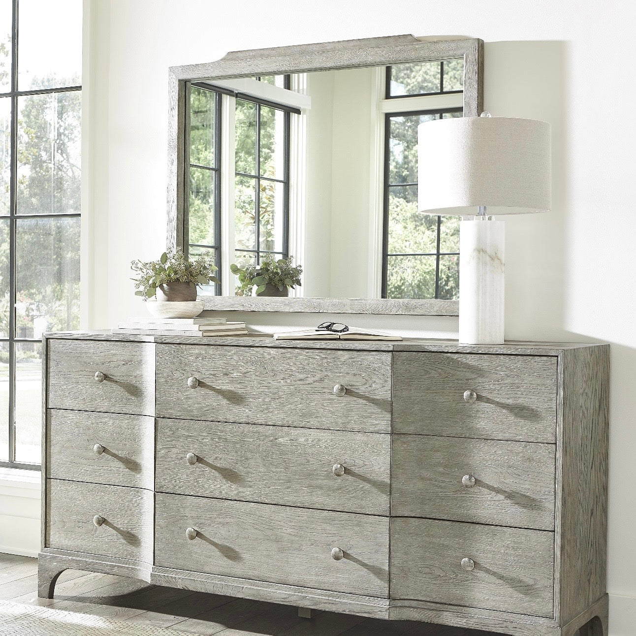 Bernhardt Albion Collection Mirror ~ Pewter Finish