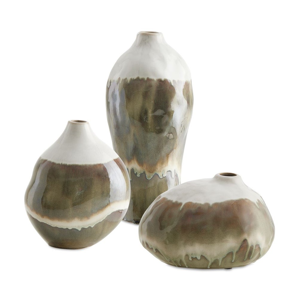 Uttermost Earthflow Set of 3 Glazed Ceramic Vases ~ Indoor And Outdoor Use - Image 3