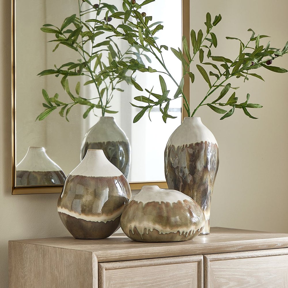 Uttermost Earthflow Set of 3 Glazed Ceramic Vases ~ Indoor And Outdoor Use - Image 1