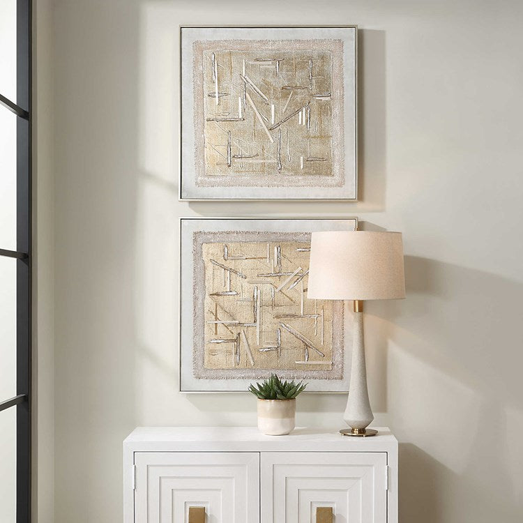 Uttermost Unpredictable Set of 2 Hand Painted Canvases - Image 1