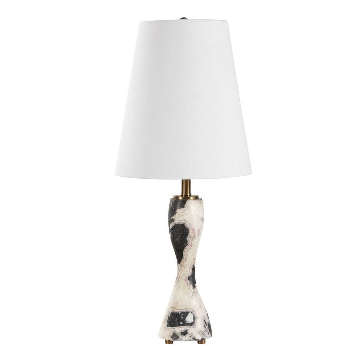 Uttermost Macela Black and White Marble Buffet Lamp With White Linen Shade - Image 3