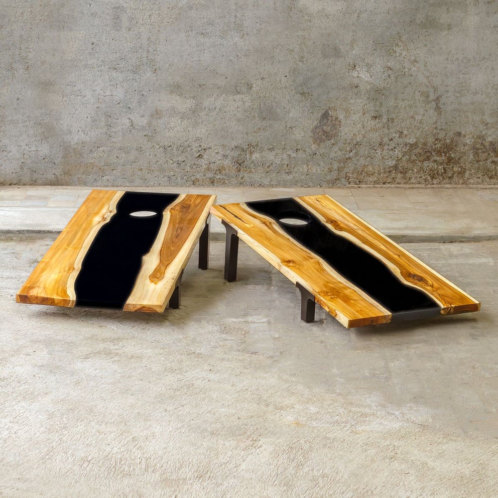 Uttermost Clearwood Natural Teak and Black Cornhole Game - Image 1