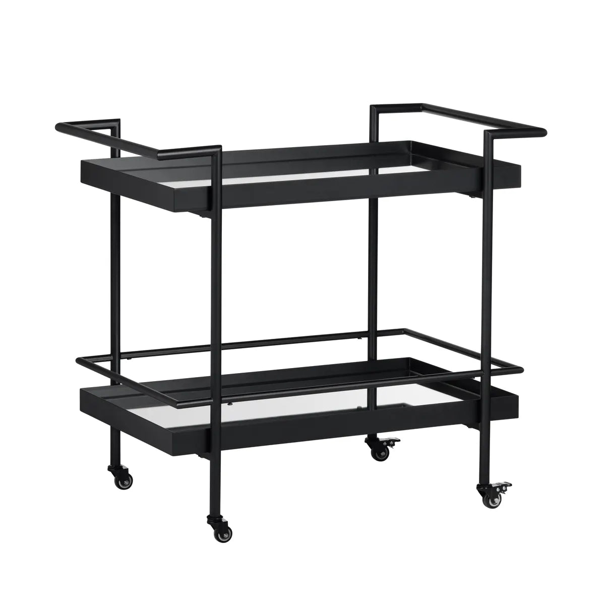 Crestview Collection Dining Mirror Shelves Bar Cart