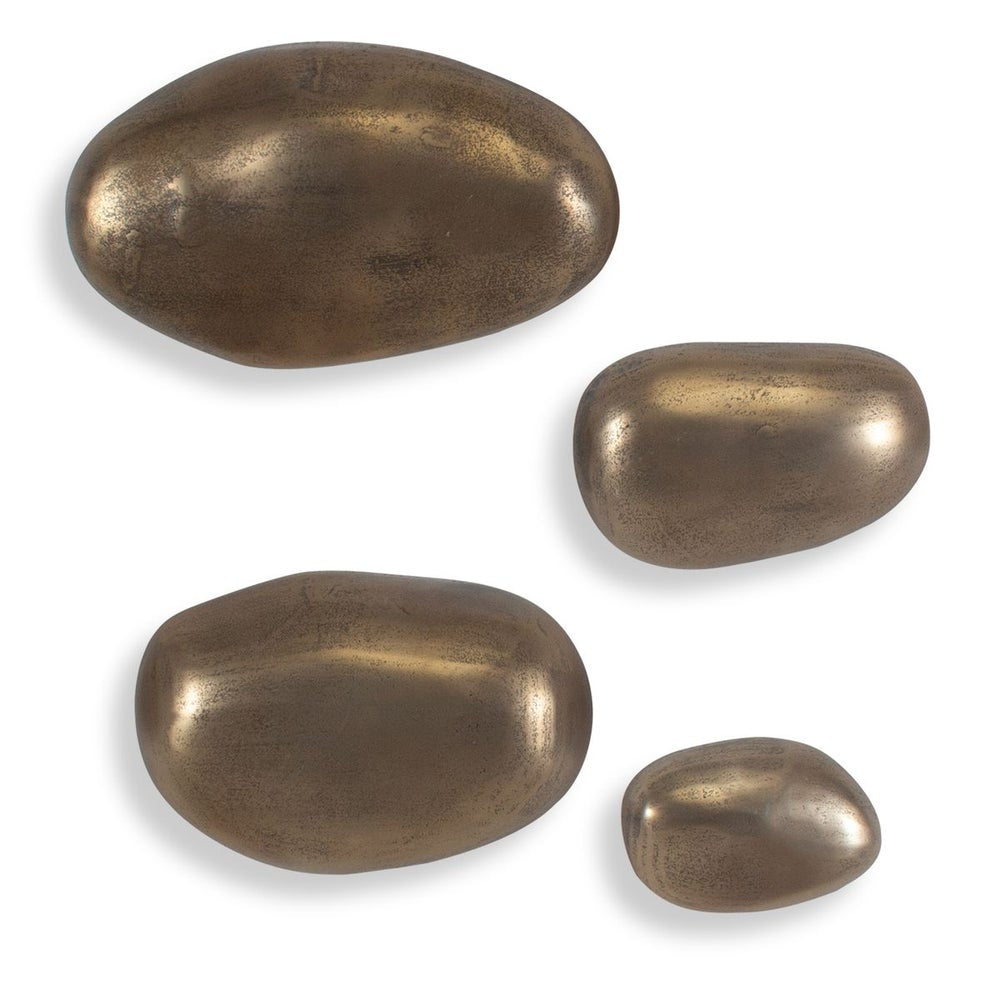 Uttermost Set In Stone Set of 4 Antiqued Brass Stone Wall Decor ~ Indoor and Outdoor Use - Image 1