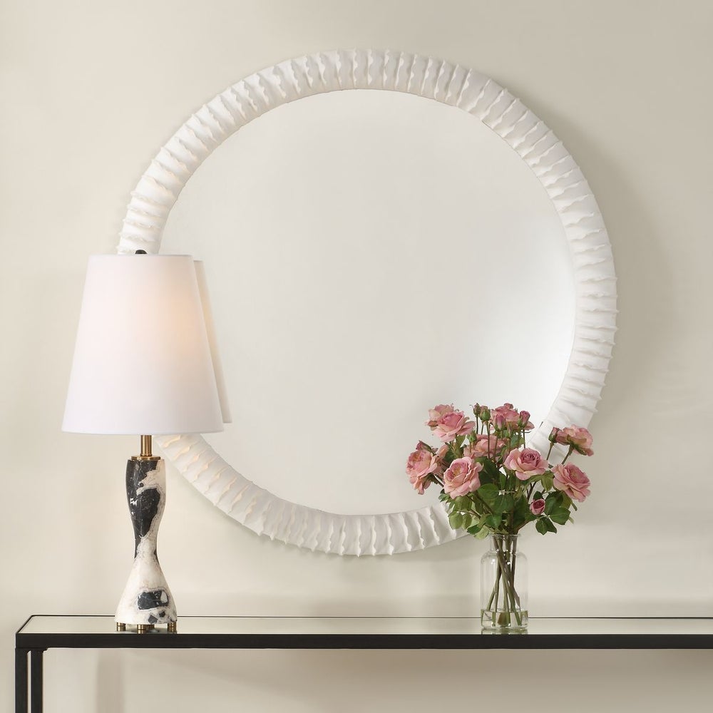 Uttermost Akiko Matte White Round Mirror - Image 1