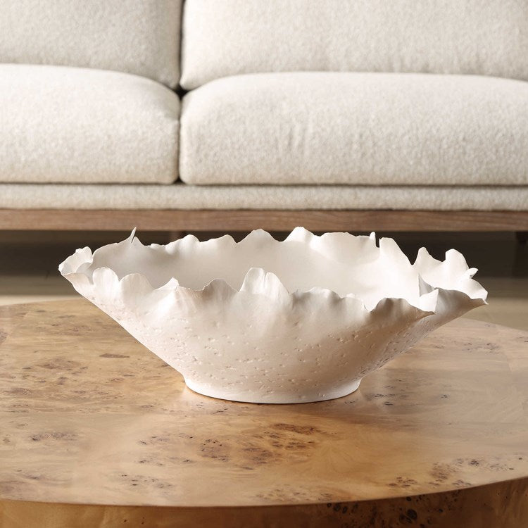 Uttermost Blossom Matte White Ceramic Organically Shaped Bowl - Image 1