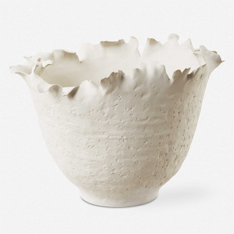 Uttermost Blossom Matte White Ceramic Organically Shaped Tall Bowl - Image 2