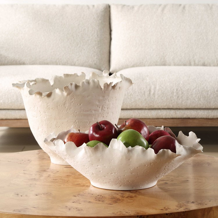 Uttermost Blossom Matte White Ceramic Organically Shaped Tall Bowl - Image 3
