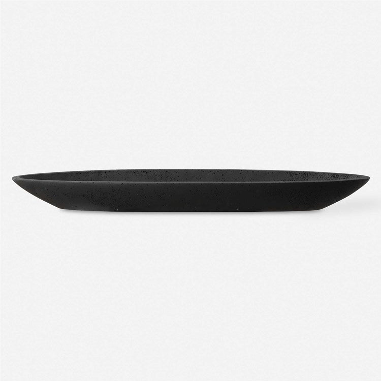 Uttermost Vessel Cast Black Stone Canoe Shaped Bowl - Image 2