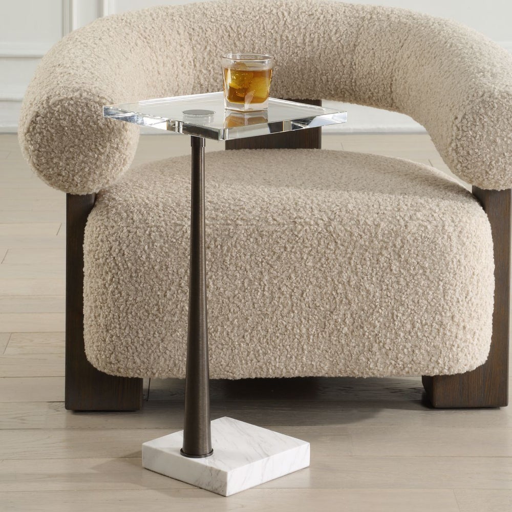 Uttermost Pelton White Marble Drink Table - Image 1