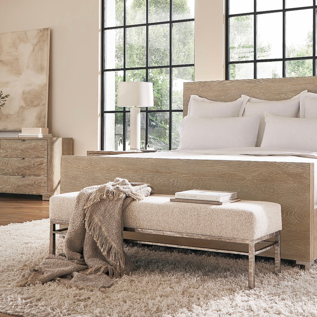 Bernhardt Aventura Collection Bench with Upholstered Seat