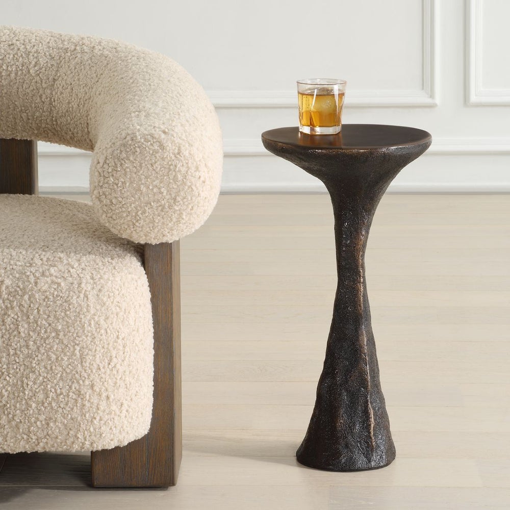 Uttermost Milan Black Concrete Drink Table ~ Indoor and Outdoor Use