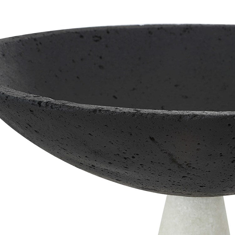 Uttermost Antithesis Black and White Stone Set of 2 Modern Pedestal Bowls - Image 3