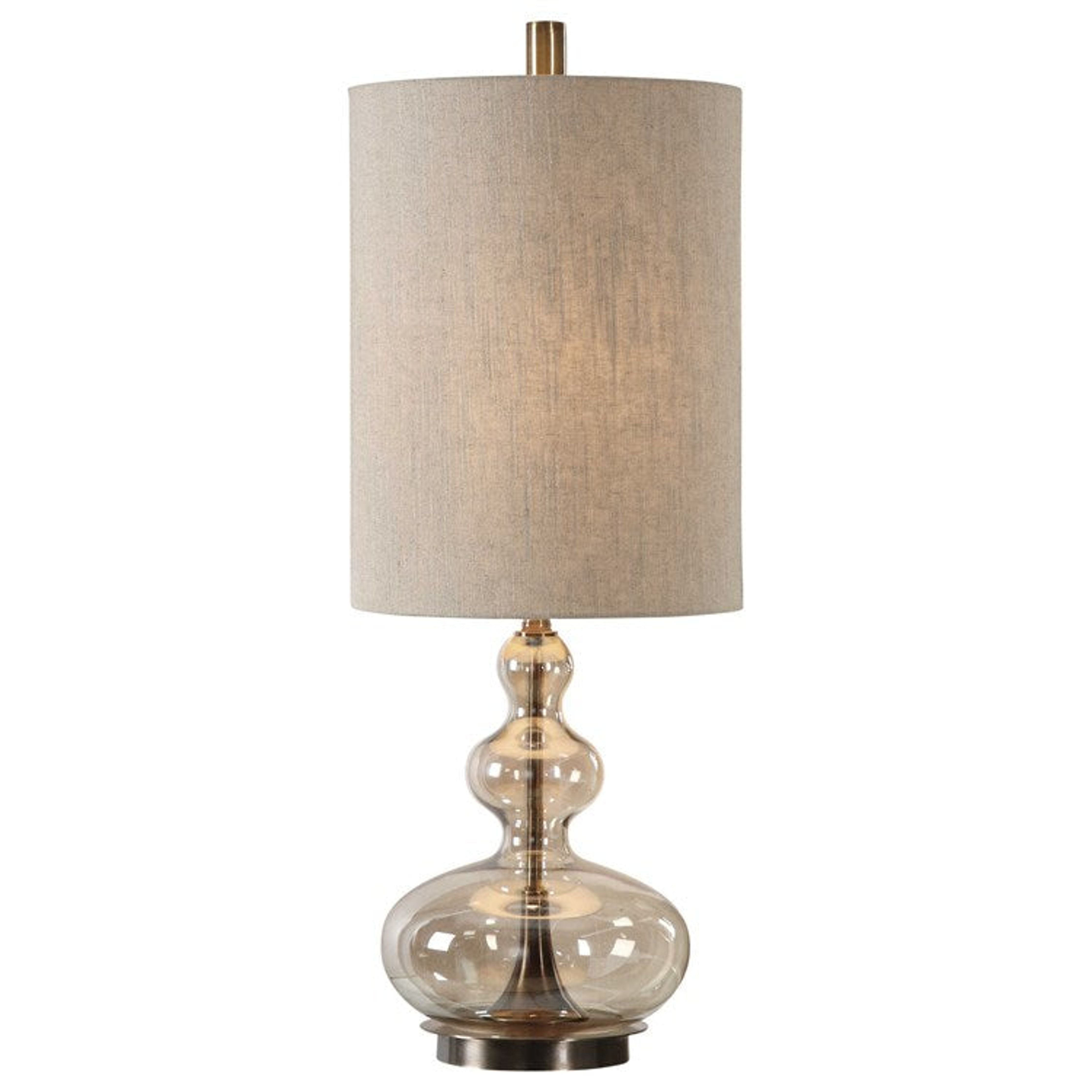 Uttermost Formoso Light Amber Glass With Antiqued Brass Buffet Lamp - Image 1