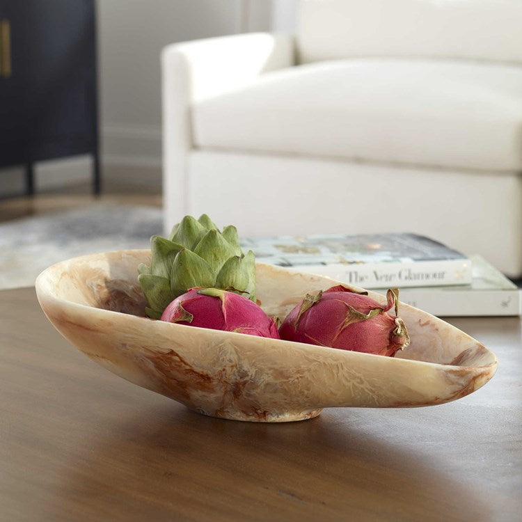Uttermost Marchena Caramel Swirl Marbleized Finish Organic Shaped Bowl - Image 1
