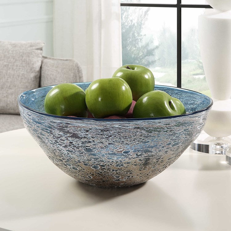 Uttermost Genovesa Aqua Blown Glass Textured Bowl - Image 3