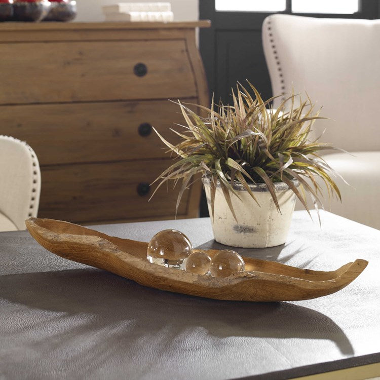 Uttermost Teak Leaf Natural Handcrafted Wood Bowl - Image 1