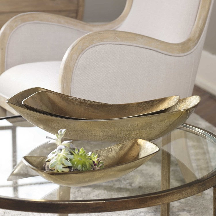 Uttermost Anas Textured Antique Brass  Set of 3 Bowls - Image 1